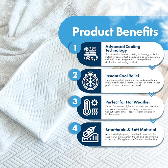 ILWOUL DURARON Summer Cooling Mattress Pad – Lightweight, Breathable, Washable, Soft & Durable Topper for Hot Sleepers, Q-Max 0.4 Cool-to-Touch Fabric, 3 Sizes, Bed Mattress Pad – Made in Korea