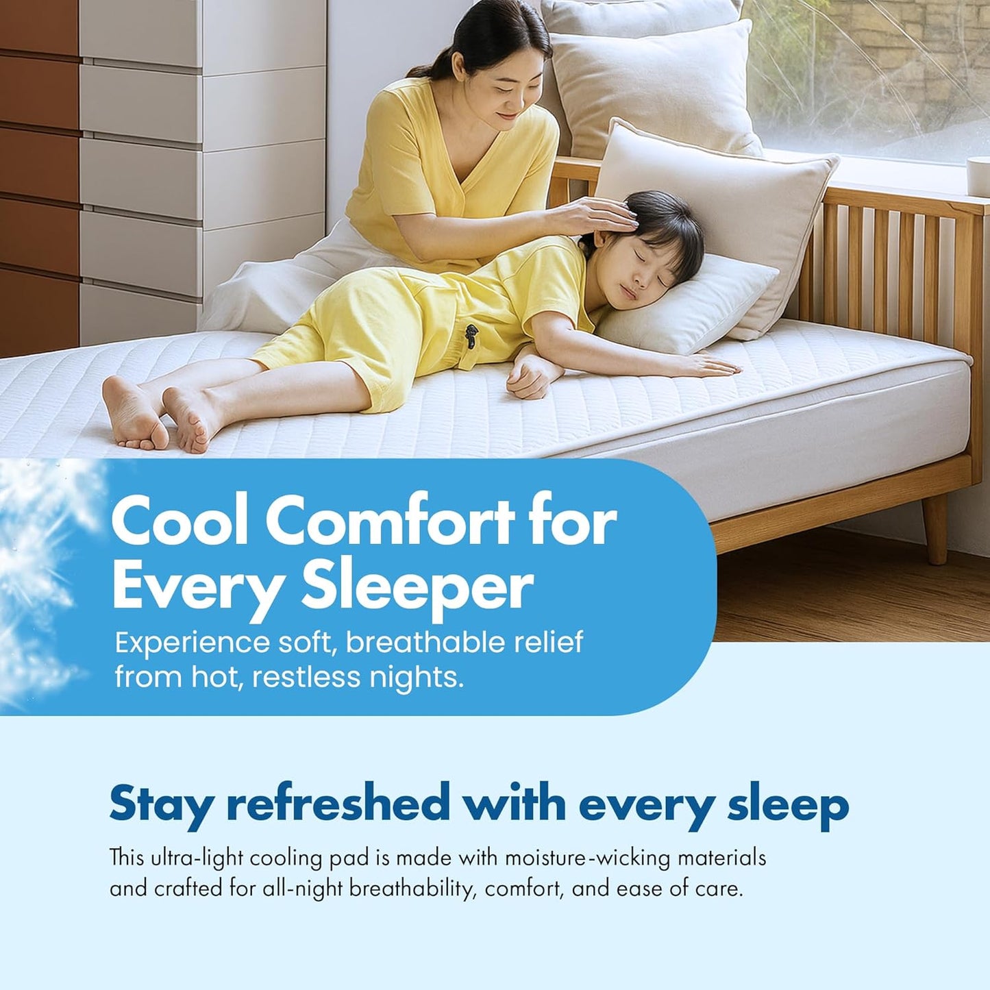 ILWOUL Eumsung Summer Cooling Mattress Pad – Lightweight, Breathable, Washable, Soft & Durable Topper for Hot Sleepers, Q-Max 0.4 Cool-to-Touch Fabric Bed Mattress Pad – Made in Korea