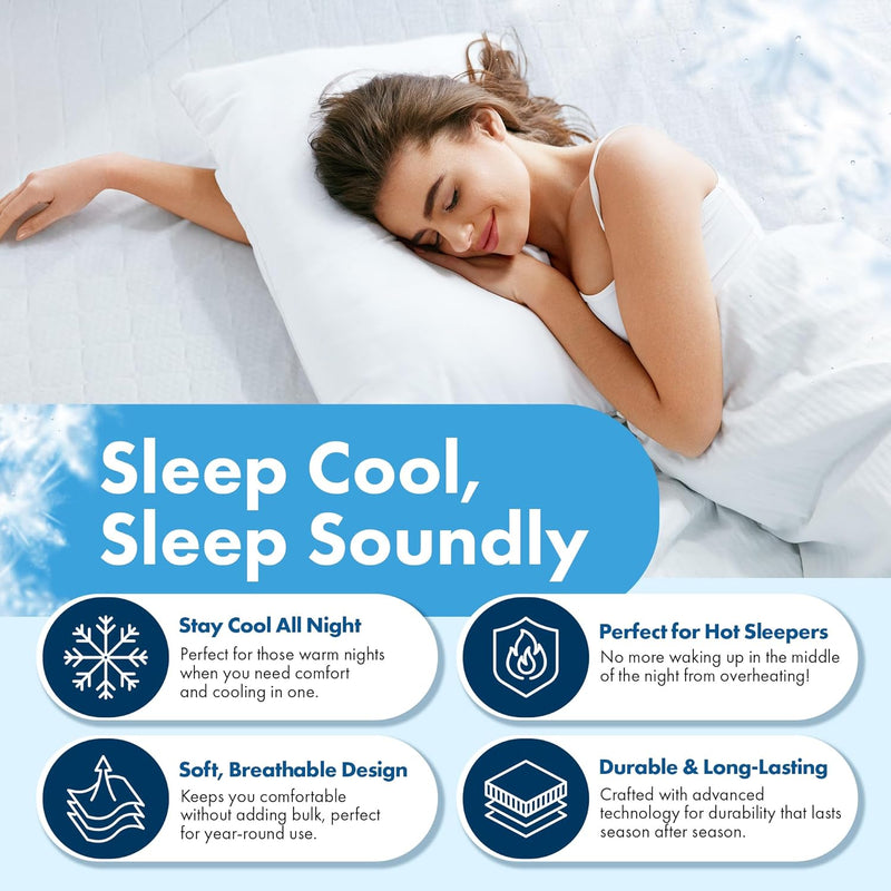 Sobrecolchón ILWOUL Eumsung Summer Cooling – Ligero, transpirable, lavable, suave y duradero, ideal para personas calurosas al dormir. Sobrecolchón de tela fresca al tacto Q-Max 0.4 – Fabricado en Corea -zoom-