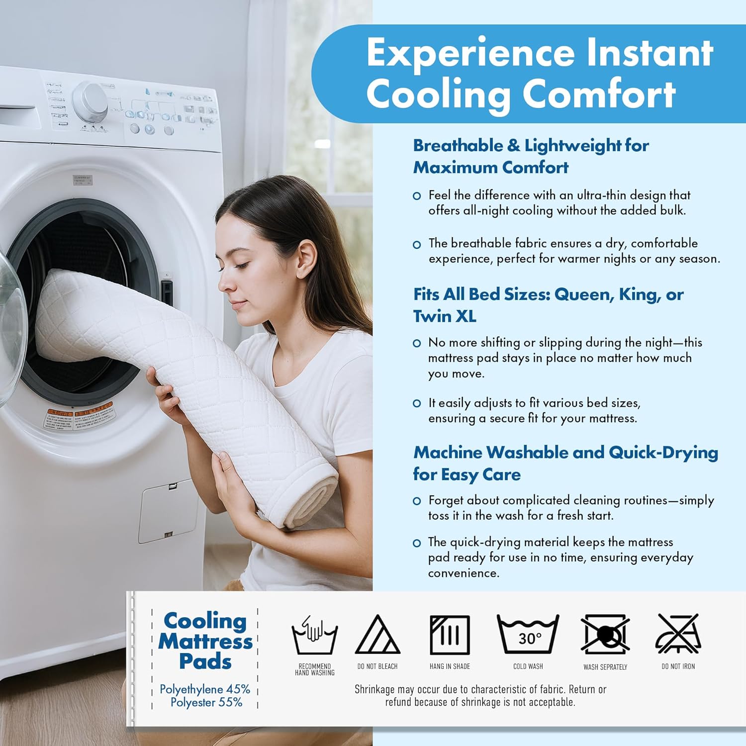 Sobrecolchón ILWOUL Eumsung Summer Cooling – Ligero, transpirable, lavable, suave y duradero, ideal para personas calurosas al dormir. Sobrecolchón de tela fresca al tacto Q-Max 0.4 – Fabricado en Corea -zoom-6