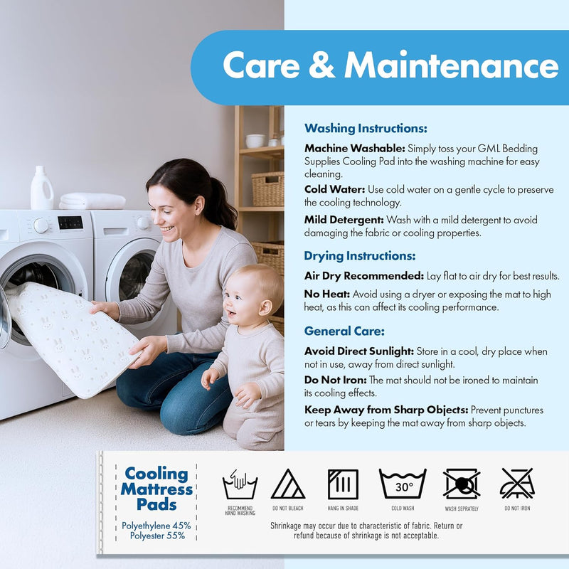 Protector de colchón de cuna ILWOUL Bunny/Teddy Summer Cooling – Impermeable, transpirable, lavable y suave para pieles delicadas. Fabricado en Corea. Tamaño pequeño y mediano Q-Max 0.4. -zoom-