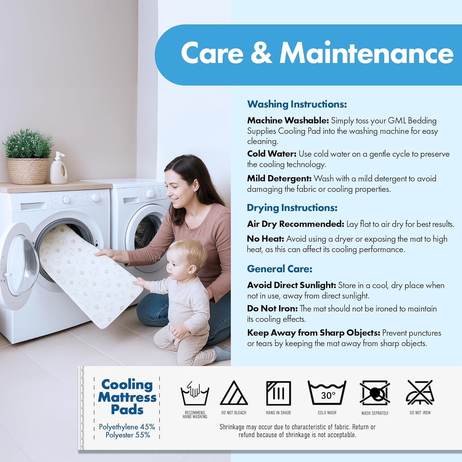 Protector de colchón de cuna ILWOUL Bunny/Teddy Summer Cooling – Impermeable, transpirable, lavable y suave para pieles delicadas. Fabricado en Corea. Tamaño pequeño y mediano Q-Max 0.4. -zoom-4