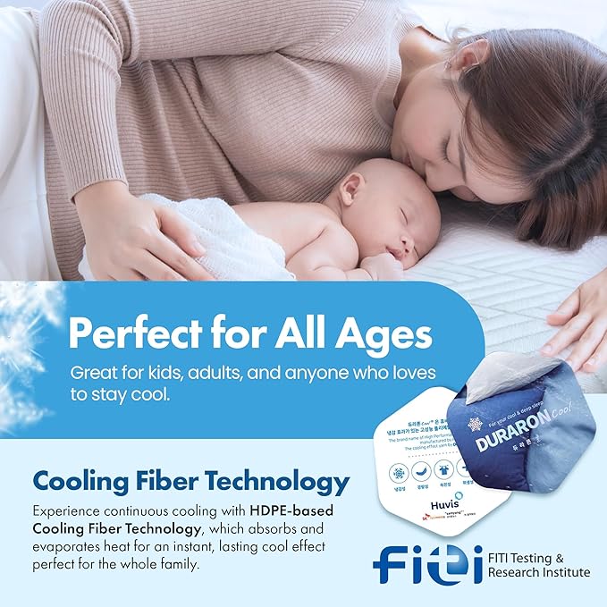 ILWOUL DURARON Summer Cooling Mattress Pad – Lightweight, Breathable, Washable, Soft & Durable Topper for Hot Sleepers, Q-Max 0.4 Cool-to-Touch Fabric, 3 Sizes, Bed Mattress Pad – Made in Korea