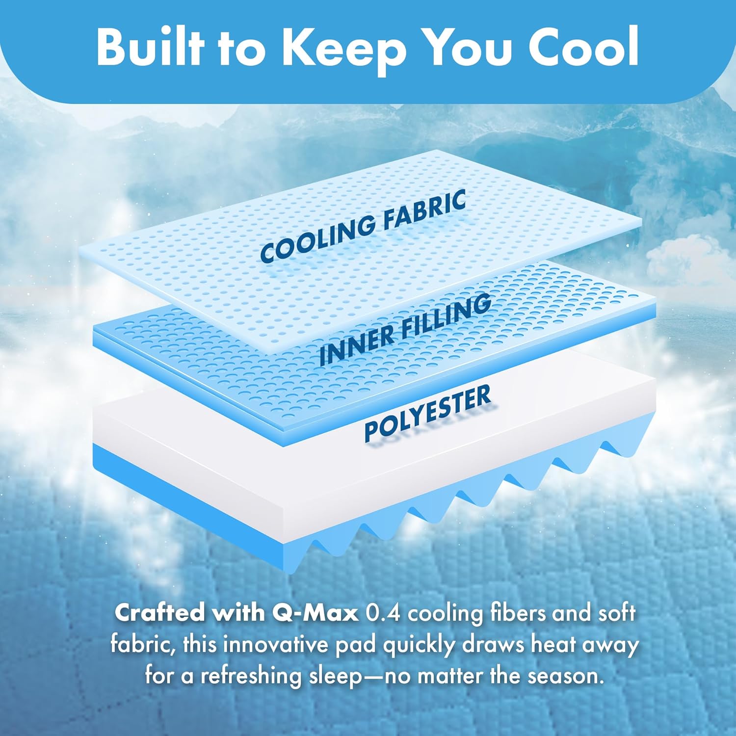 Sobrecolchón ILWOUL Eumsung Summer Cooling – Ligero, transpirable, lavable, suave y duradero, ideal para personas calurosas al dormir. Sobrecolchón de tela fresca al tacto Q-Max 0.4 – Fabricado en Corea -zoom-8